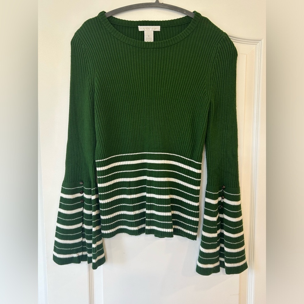 EUC Design History Long Sleeve Top With Flared Bell Sleeves